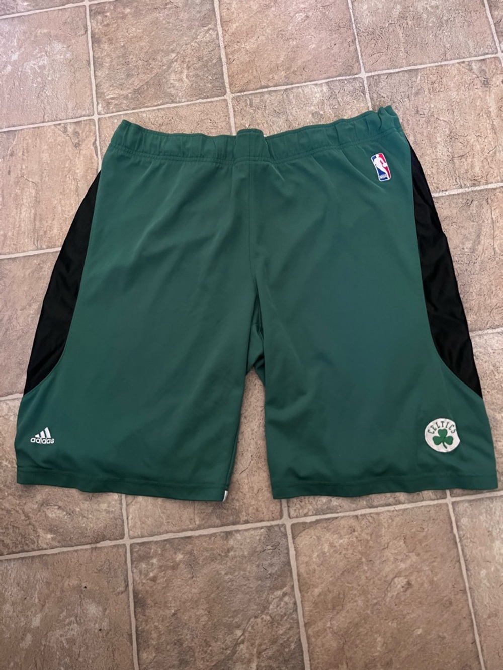 adidas Deep Green Athletic Shorts with Black Logo Detail